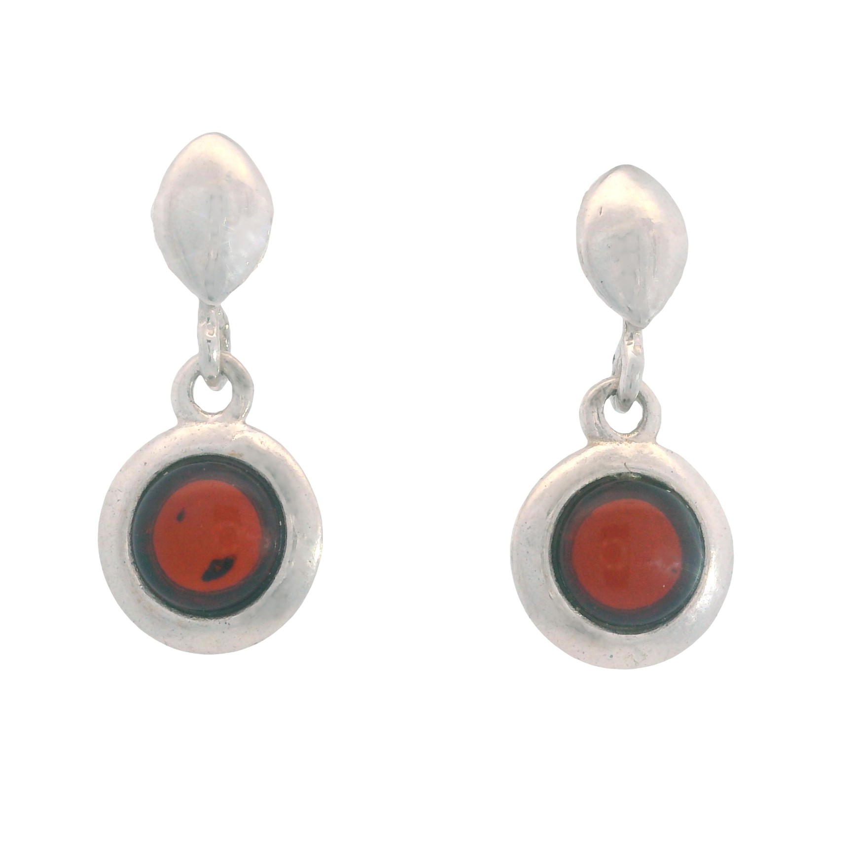 Sterling Silver Dark Amber Earrings