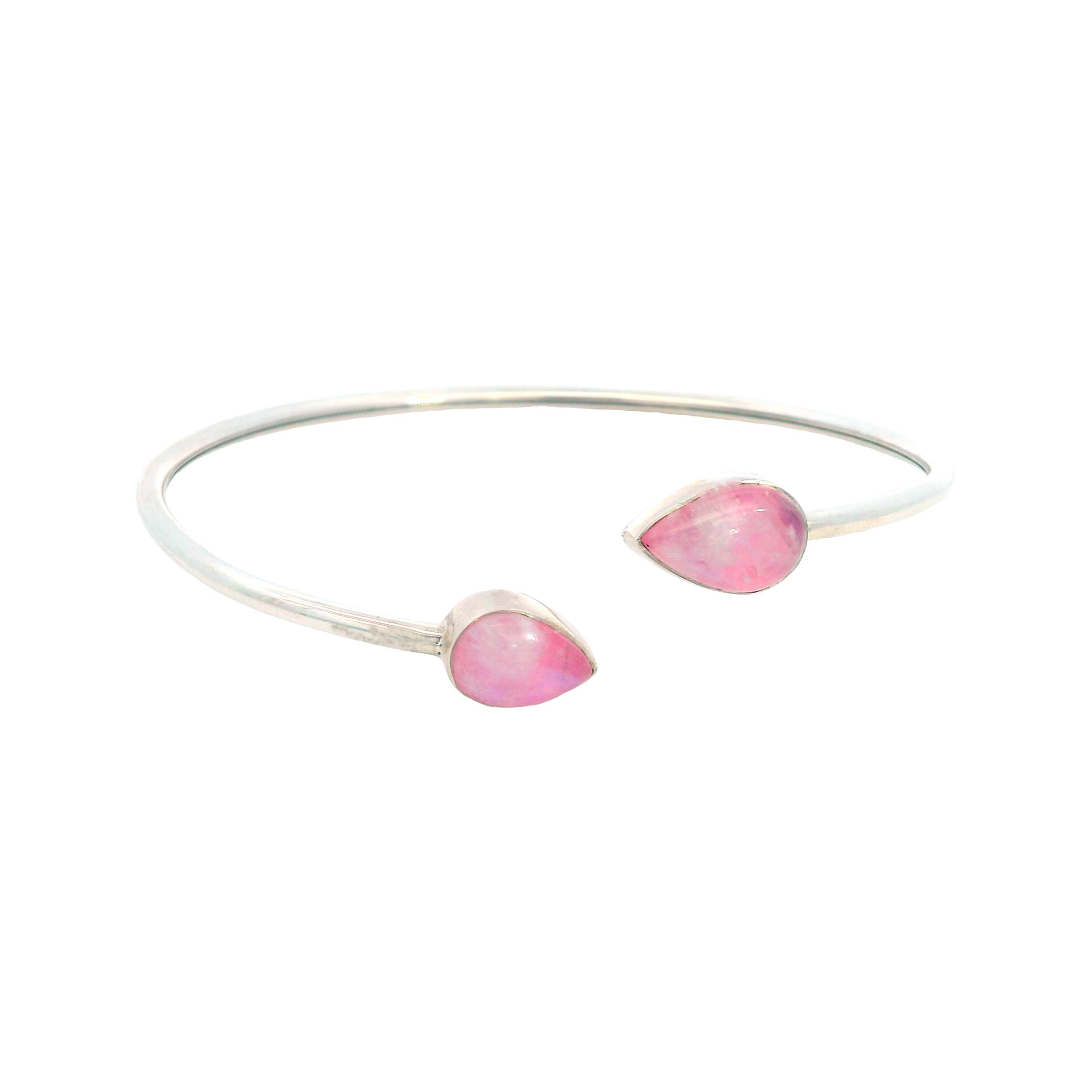 Featured image for “Sterling Silver Pink Foilback Moonstone Twister Bracelet”
