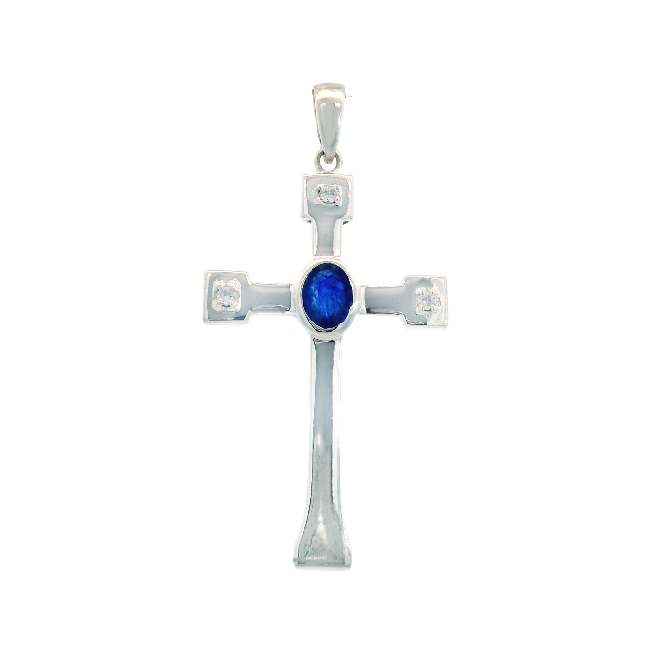 Featured image for “Sterling Silver Sapphire Cross Pendant”